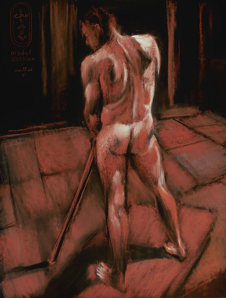 Red Tones Figure Study art print by Corne Akkers for $57.95 CAD