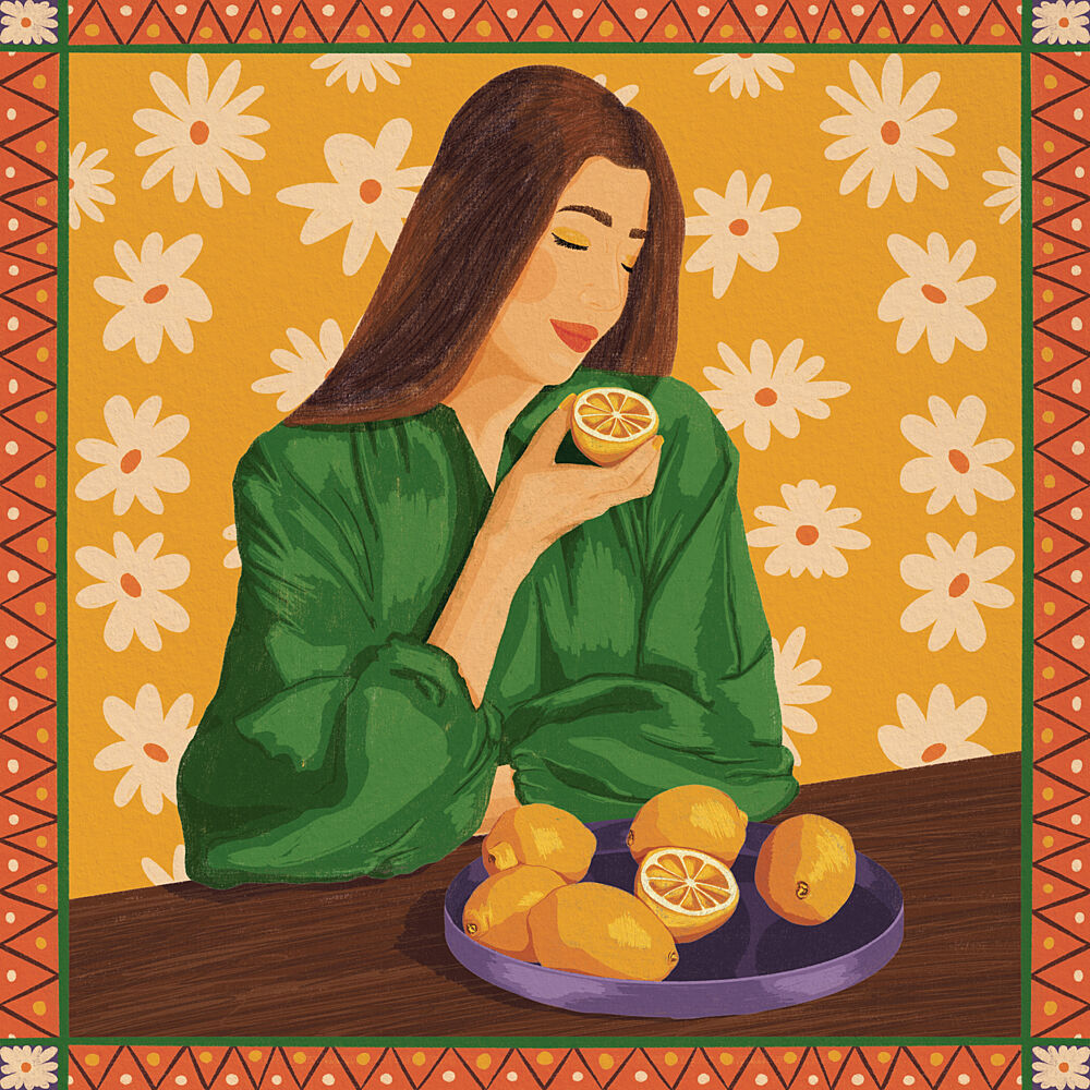 Boho Lemon Girl art print by Lisa Solomoniuk for $57.95 CAD