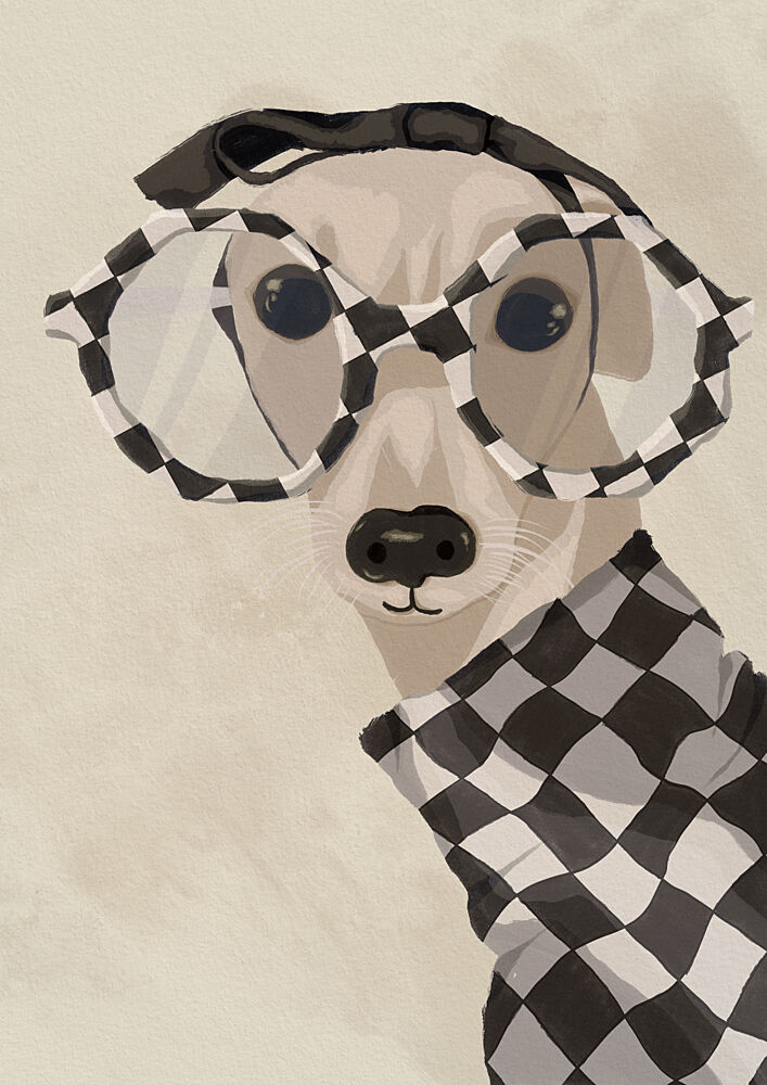 Chic Greyhound in Glasses art print by Lisa Solomoniuk for $57.95 CAD