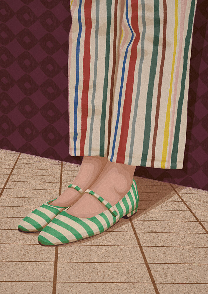 Colorful Striped Mary Janes art print by Lisa Solomoniuk for $57.95 CAD