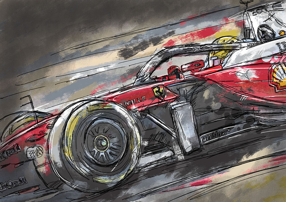 Red Race Car Sketch art print by Dale Jackson for $57.95 CAD