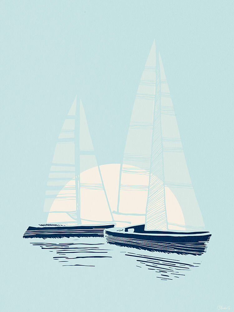 Modern Sailboats Calm Water art print by Claudia Spano for $57.95 CAD