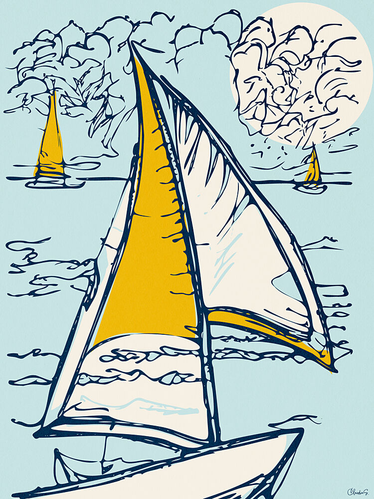 Sunny Sailing Scene art print by Claudia Spano for $57.95 CAD