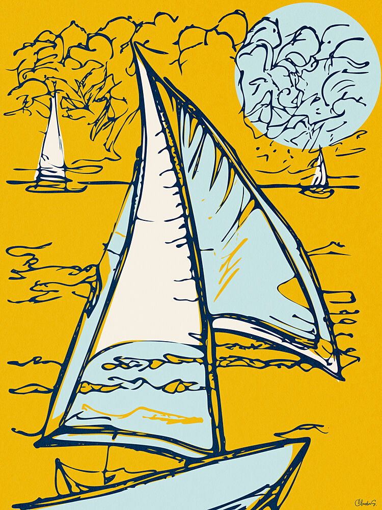 Calm Sailboat Waters art print by Claudia Spano for $57.95 CAD