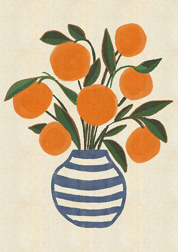Oranges in Striped Vase art print by Nicholas for $57.95 CAD