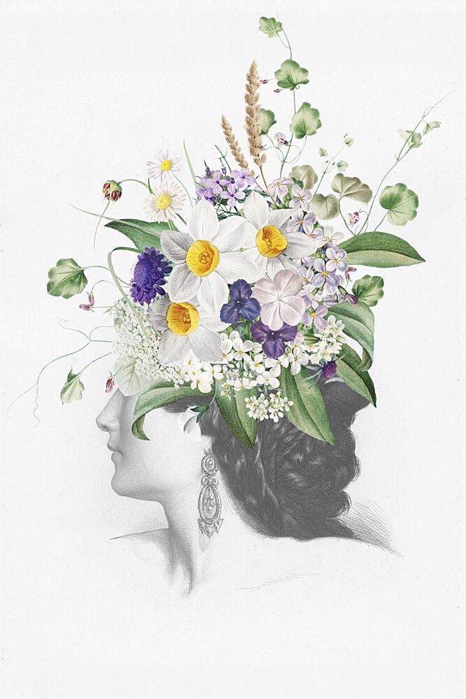 Spring Flower Crown Woman art print by Marja van den Hurk for $57.95 CAD