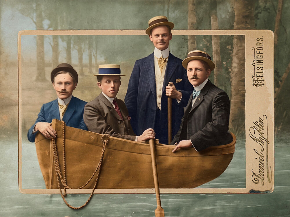 Gentlemen in a Rowboat art print by Marja van den Hurk for $57.95 CAD
