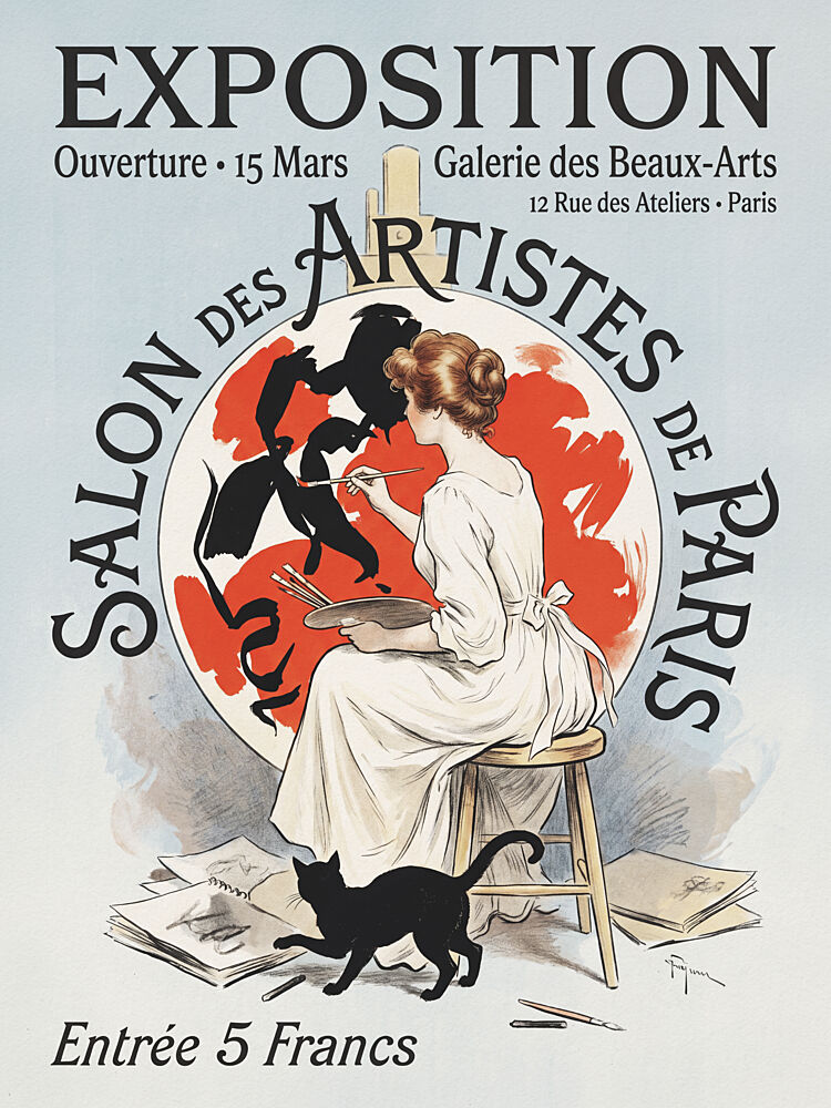 Parisian Artist and Cat art print by Andreas Magnusson for $57.95 CAD