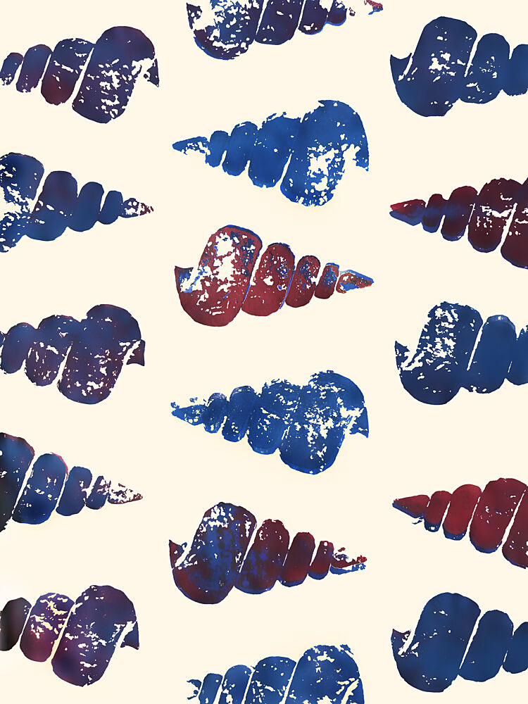 Indigo Seashell Pattern art print by Angelo Cerantola for $57.95 CAD