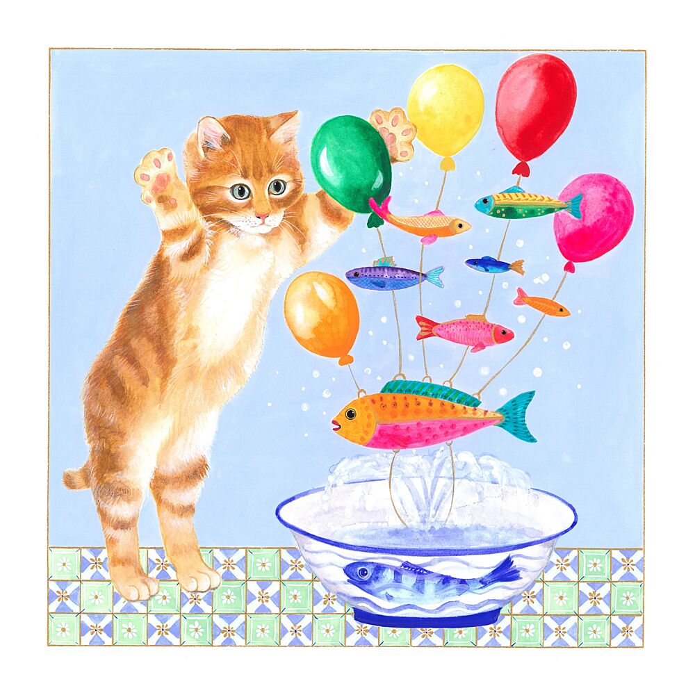 Kitten and Flying Fish art print by Isabelle Brent for $57.95 CAD