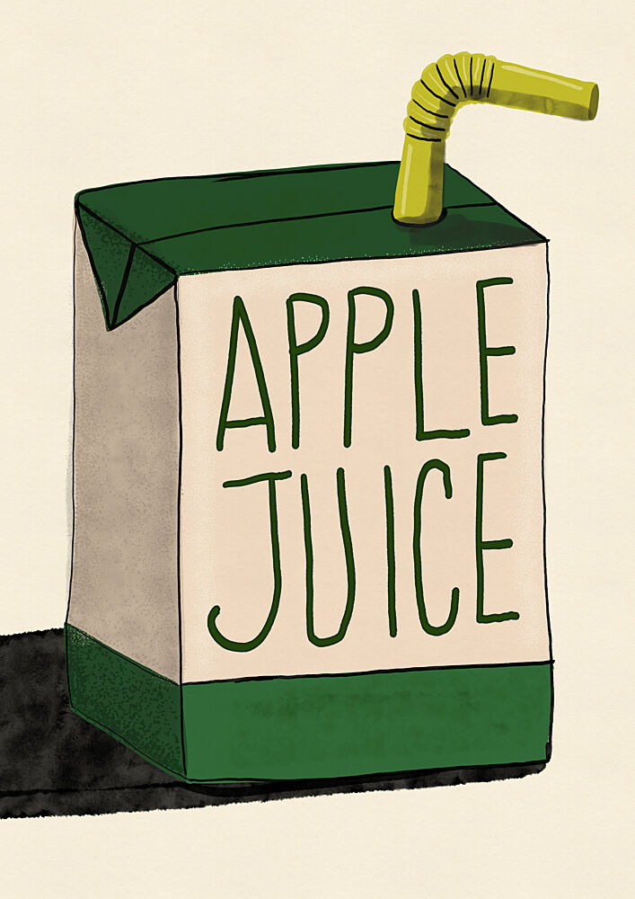 Retro Apple Juice Box art print by Nicholas for $57.95 CAD