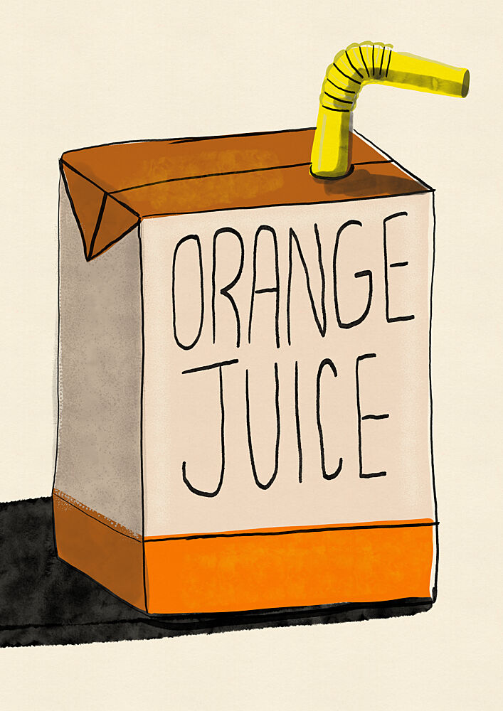 Bright Orange Juice Box art print by Nicholas for $57.95 CAD