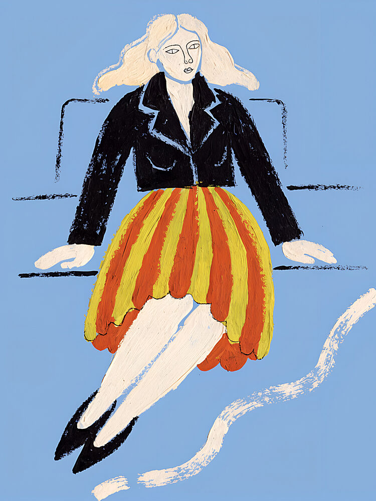Floating Woman Striped Skirt art print by Miguel Bruzual for $57.95 CAD