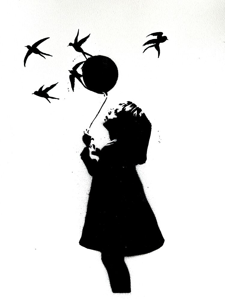 Little Girl Flying Swallows art print by Suzan Habib for $57.95 CAD