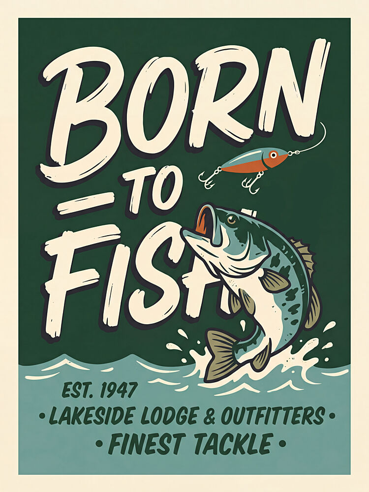 Retro Bass Fishing Sign art print by Andreas Magnusson for $57.95 CAD