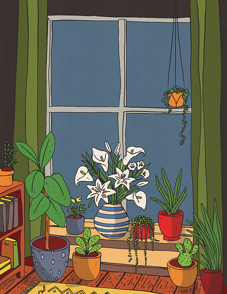 Cozy Night Plants art print by Nicholas for $57.95 CAD