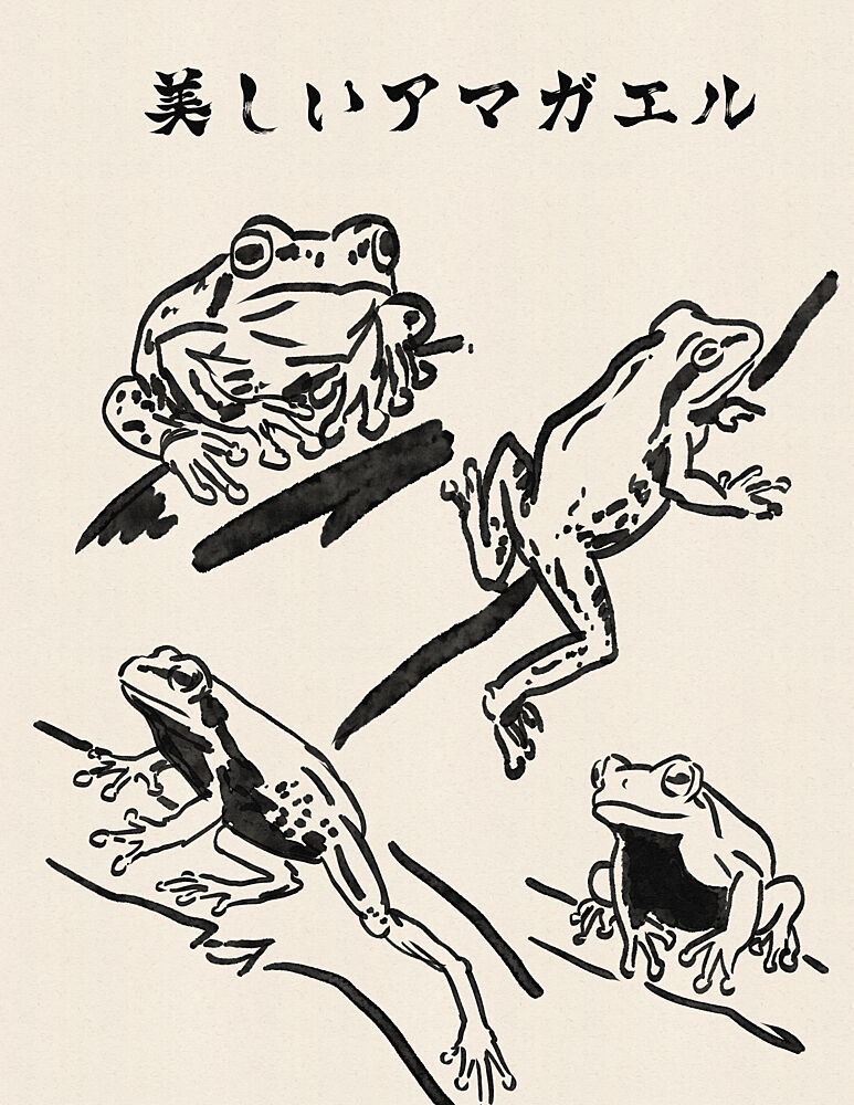 Beautiful Japanese Frogs art print by Nicholas for $57.95 CAD