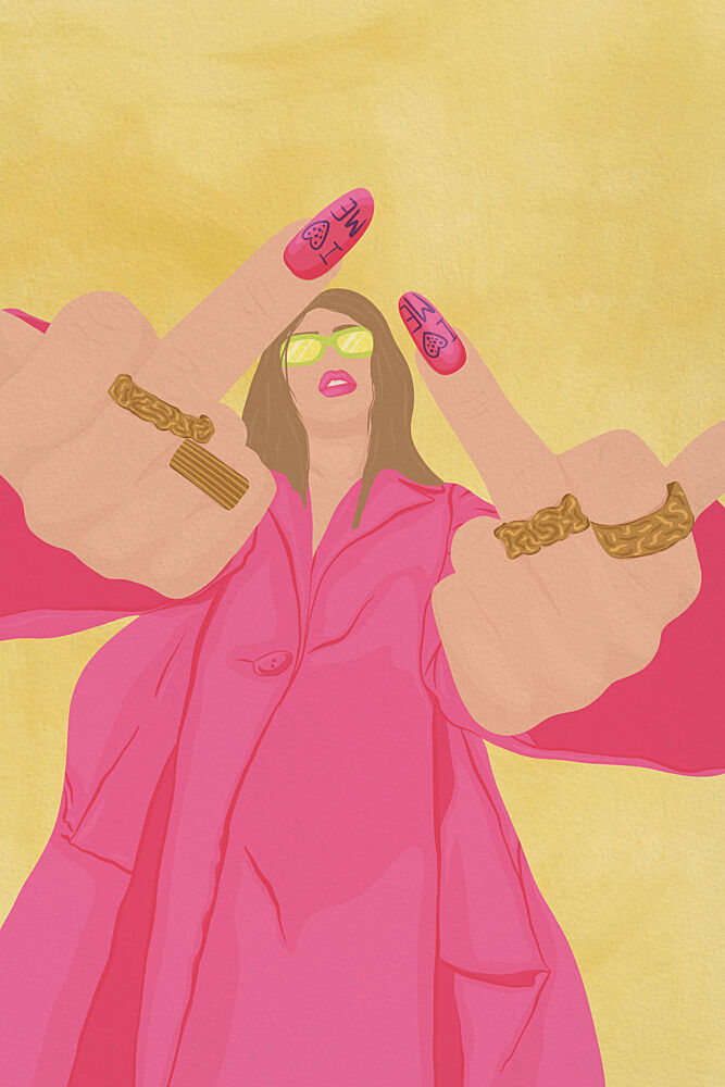 Pink Fashion V-Sign art print by Lisa Solomoniuk for $57.95 CAD