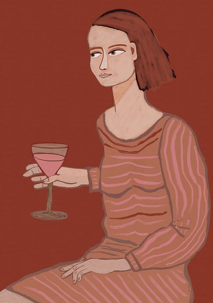 Contemplative Woman with Wine art print by Sharyn Bursic for $57.95 CAD