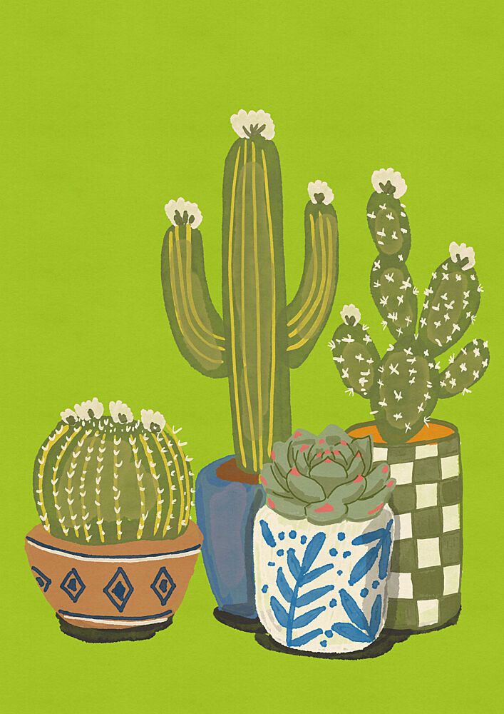 Green Cacti and Succulents art print by Nicholas for $57.95 CAD