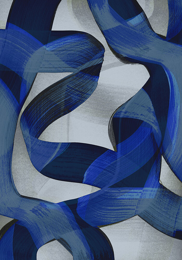 Flowing Indigo Curves art print by Mareike Bohmer for $57.95 CAD