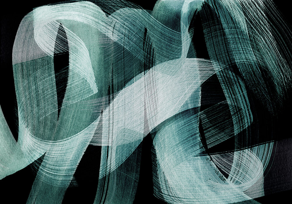 Dynamic Teal Brushstrokes art print by Mareike Bohmer for $57.95 CAD