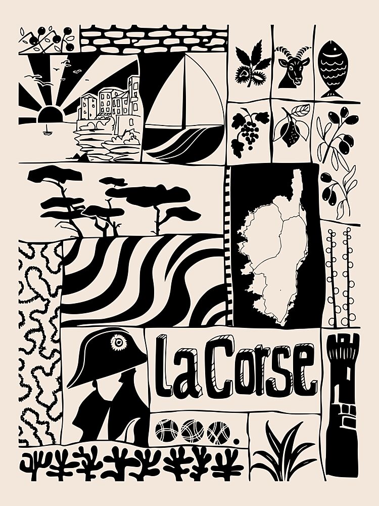 la Corse Island Icons art print by Annick for $57.95 CAD