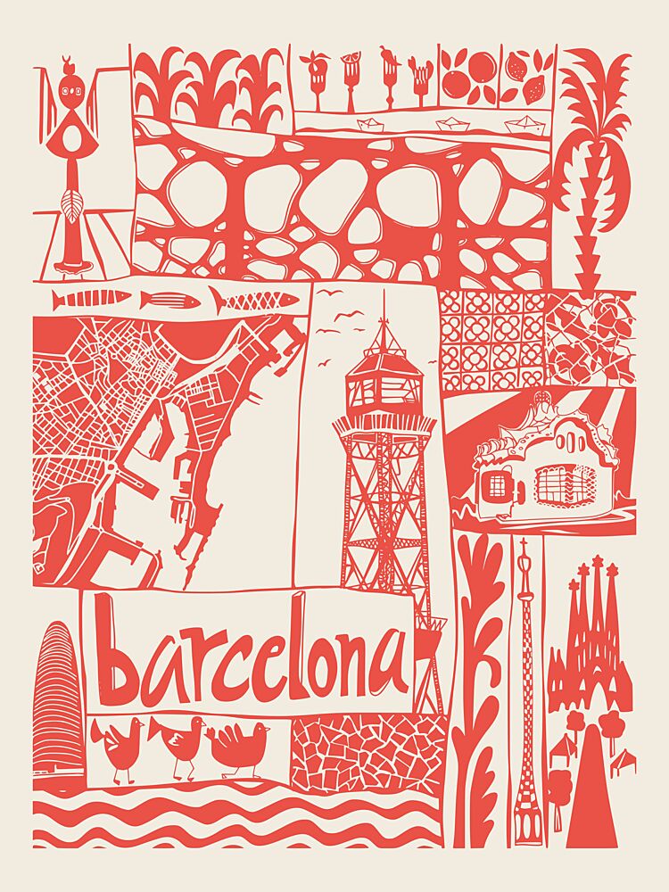 Vibrant Barcelona Illustration art print by Annick for $57.95 CAD