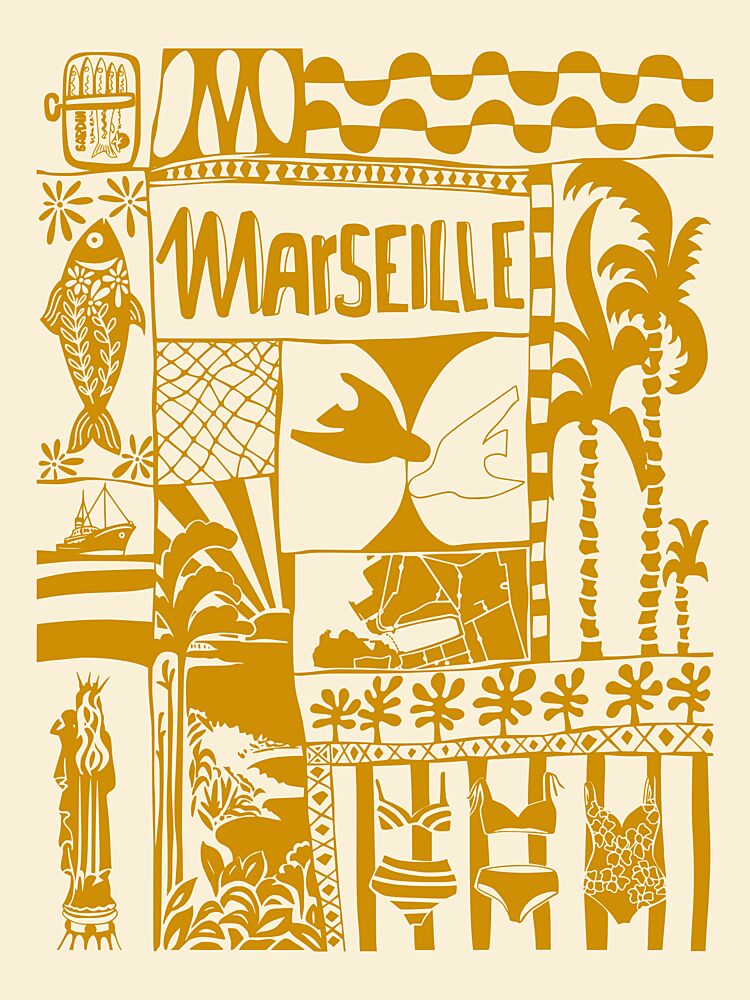 Marseille Travel Collage art print by Annick for $57.95 CAD