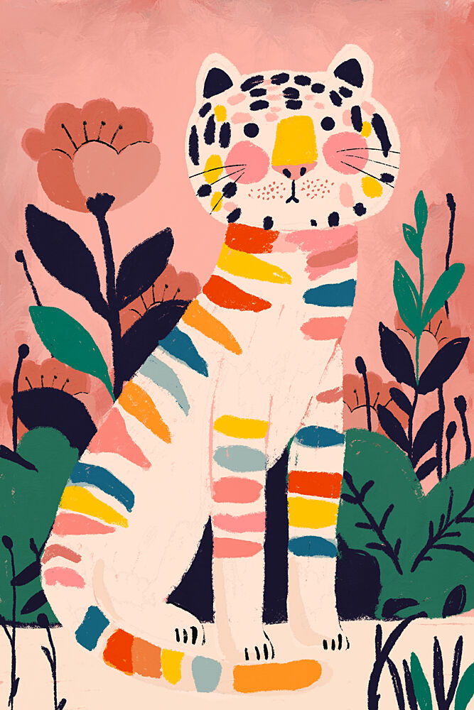 Rainbow Tiger Jungle art print by Treechild for $57.95 CAD