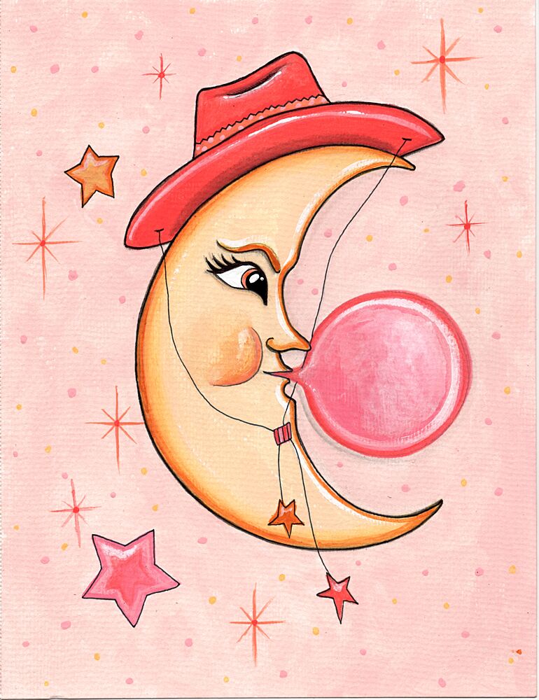 Whimsical Moon Bubble Gum art print by Michelle Gilsey for $57.95 CAD