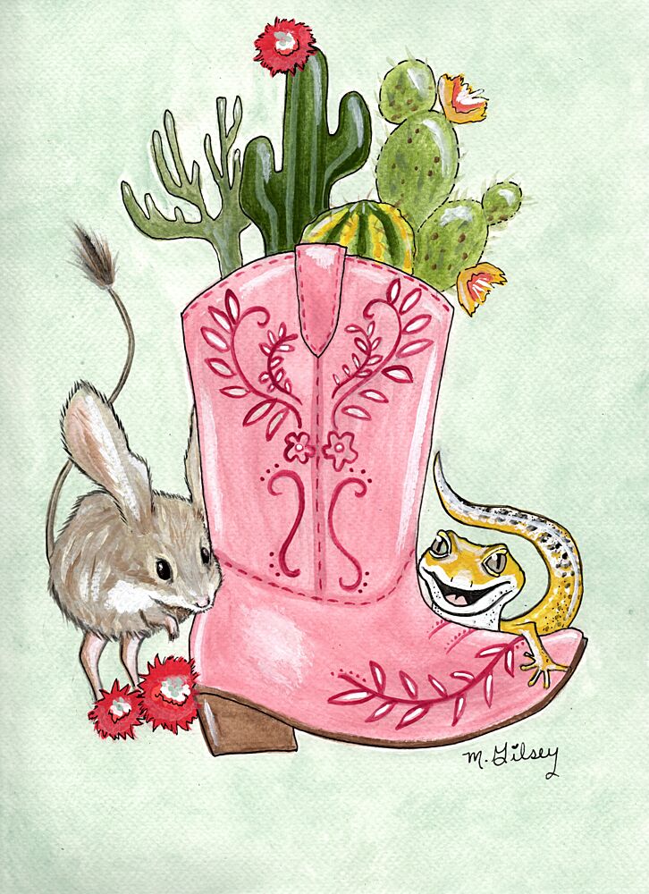 Pink Boot Desert Friends art print by Michelle Gilsey for $57.95 CAD
