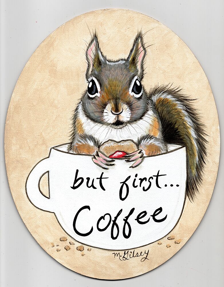 But First Coffee Squirrel art print by Michelle Gilsey for $57.95 CAD