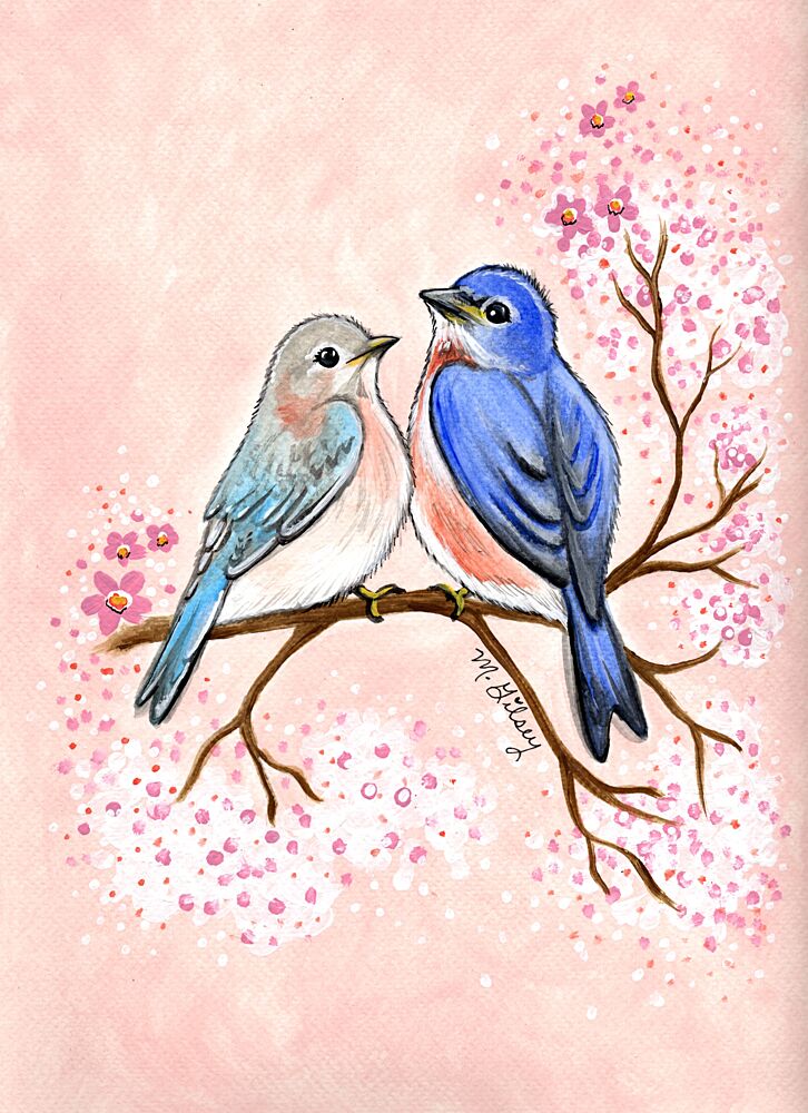 Sweet Bluebirds Spring Blossoms art print by Michelle Gilsey for $57.95 CAD
