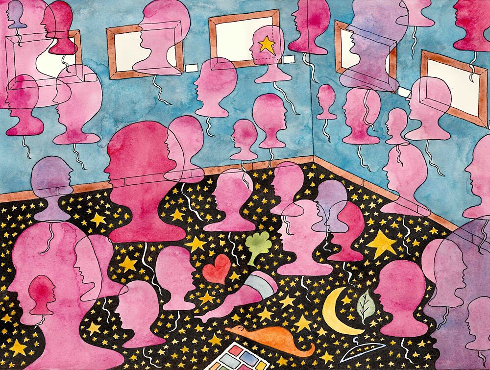 Pink Heads Inner World art print by Sandro Cocco for $57.95 CAD