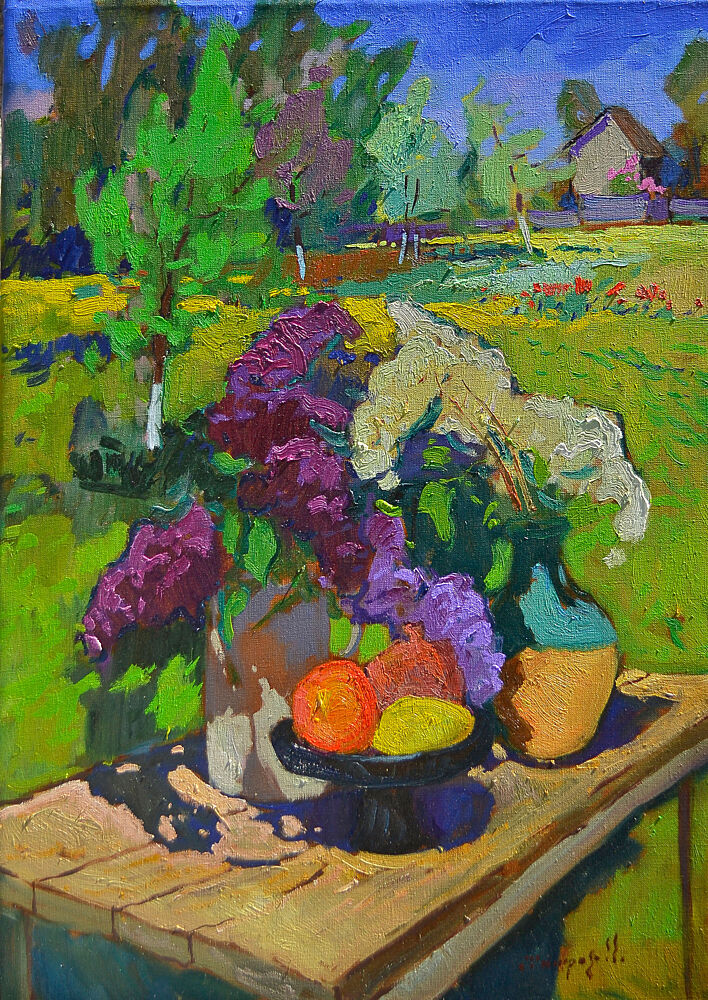 Sunny Lilacs Garden Still Life art print by Alexander Shandor for $57.95 CAD