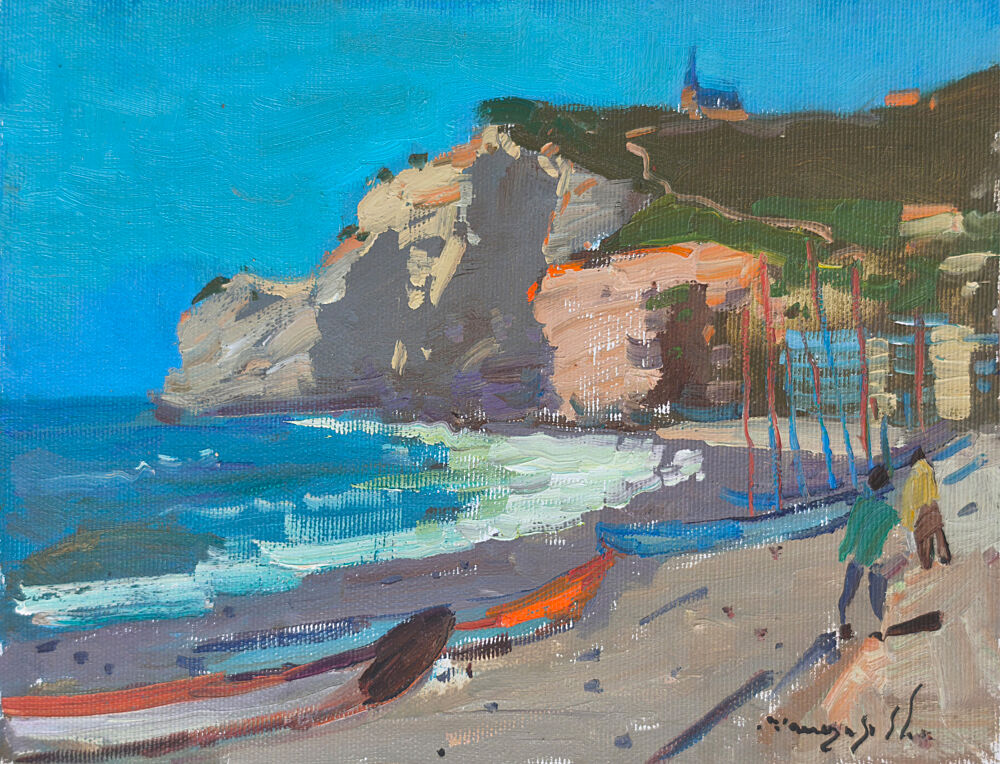 Coastal Cliffs and Boats art print by Alexander Shandor for $57.95 CAD