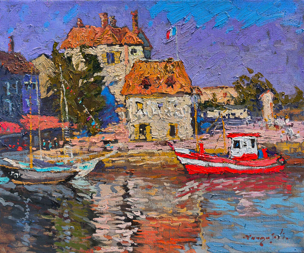 Vibrant Boats Harbor art print by Alexander Shandor for $57.95 CAD