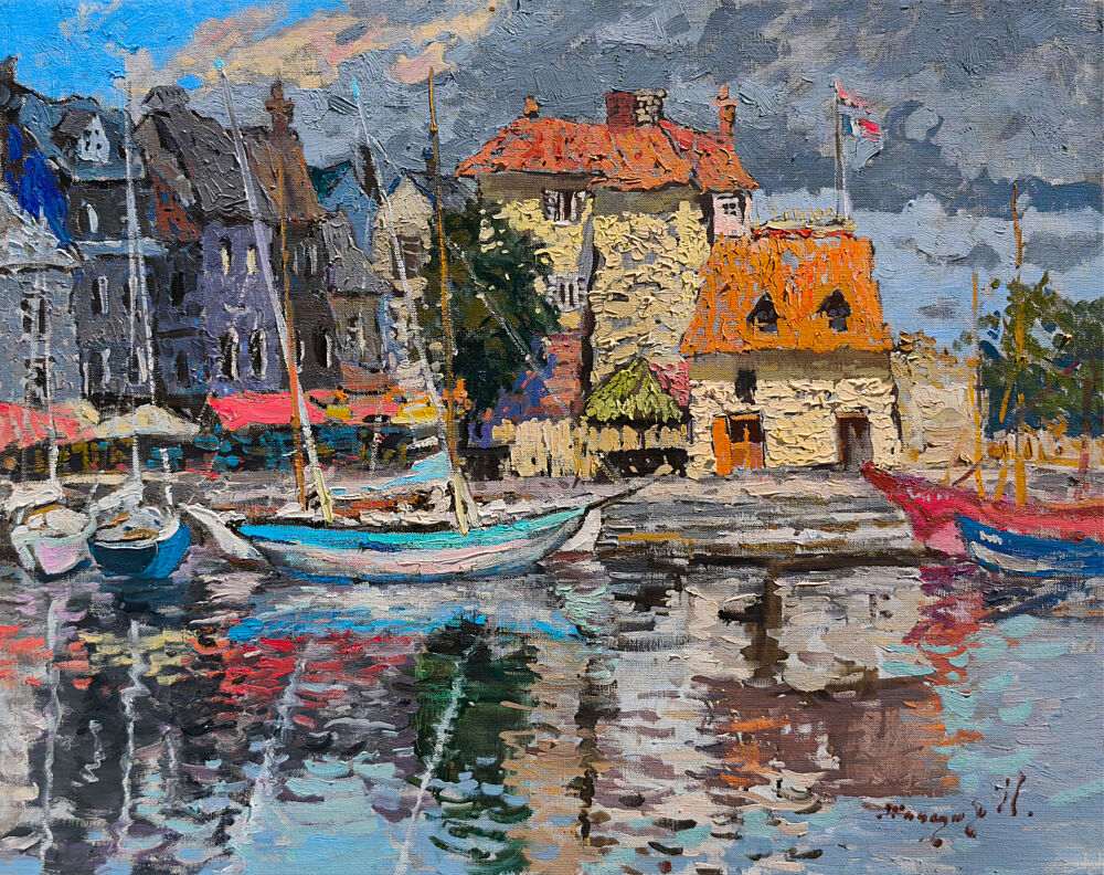 Colorful Honfleur Harbor art print by Alexander Shandor for $57.95 CAD