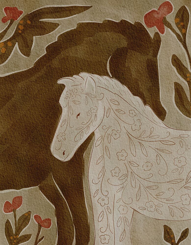 Gentle Floral Horses art print by Nikita Jariwala for $57.95 CAD