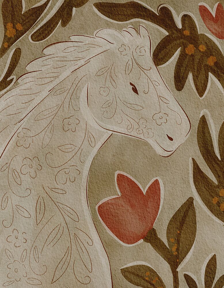 Elegant Floral Horse art print by Nikita Jariwala for $57.95 CAD