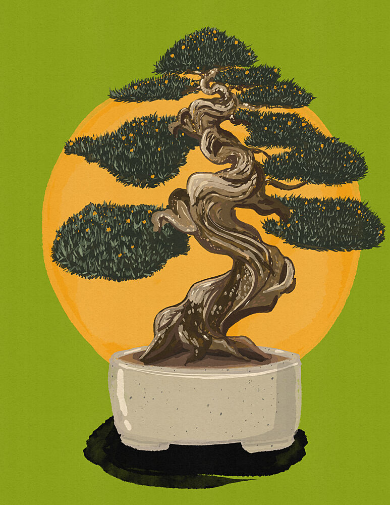 Bonsai Tree Sunset art print by Nicholas for $57.95 CAD