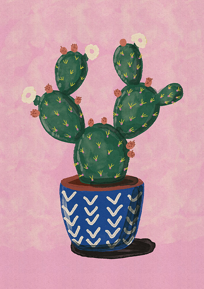 Potted Cactus Bloom art print by Nicholas for $57.95 CAD