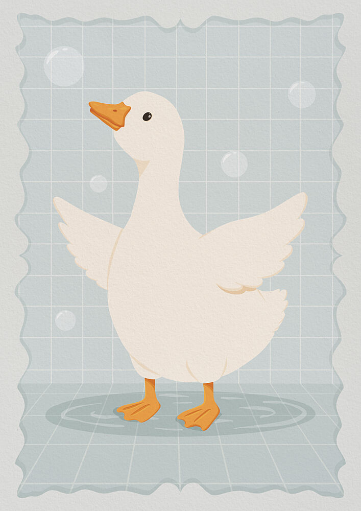 Cute Bathtime Goose art print by Lisa Solomoniuk for $57.95 CAD