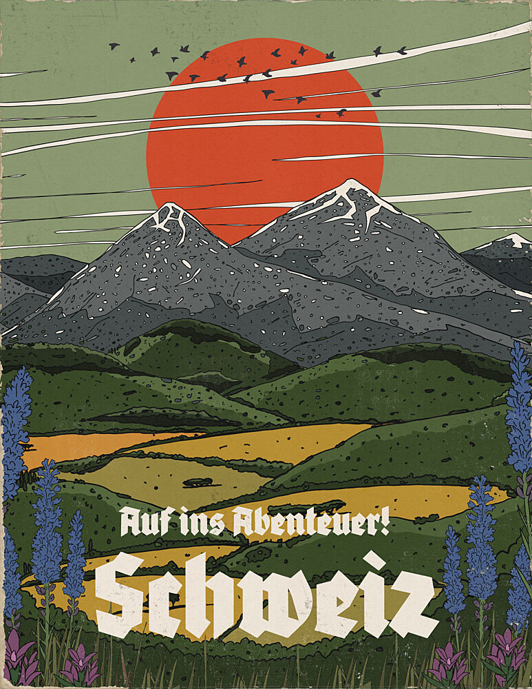 Swiss Mountain Adventure art print by Nicholas for $57.95 CAD