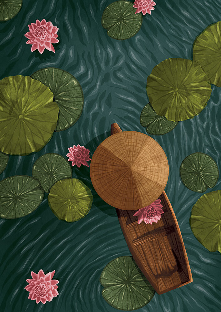 Tranquil Lotus Boat art print by Lisa Solomoniuk for $57.95 CAD