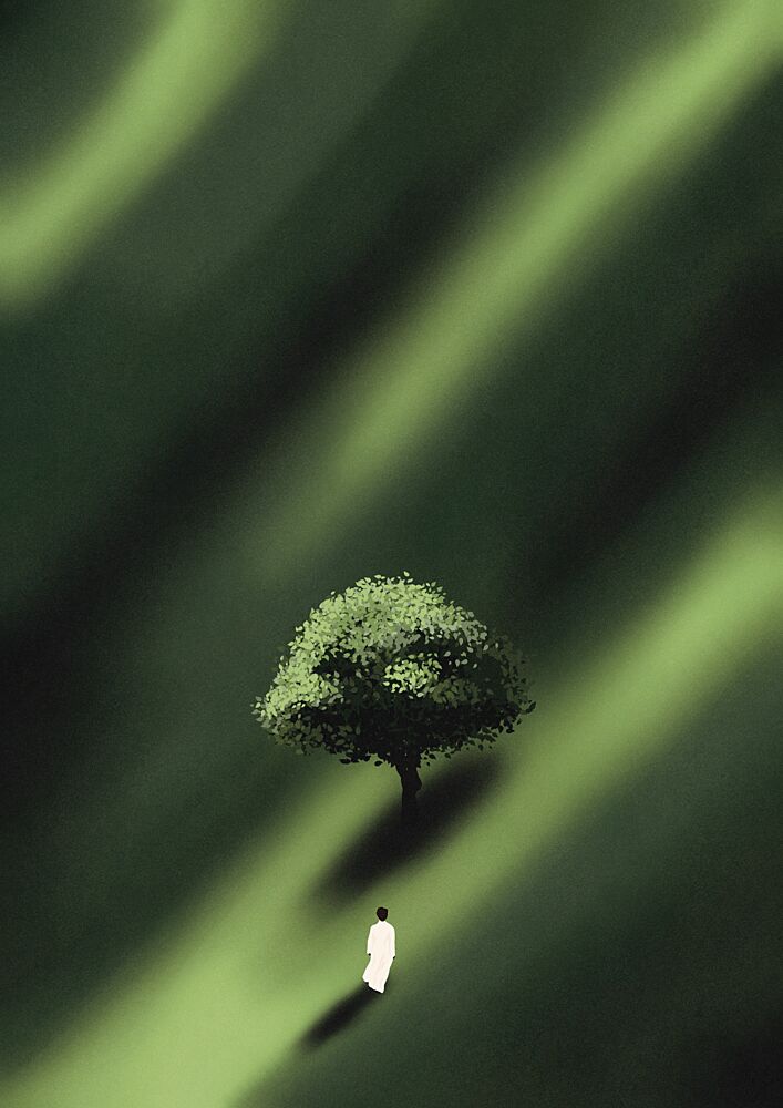 Lone Figure Green Path art print by Lisa Solomoniuk for $57.95 CAD