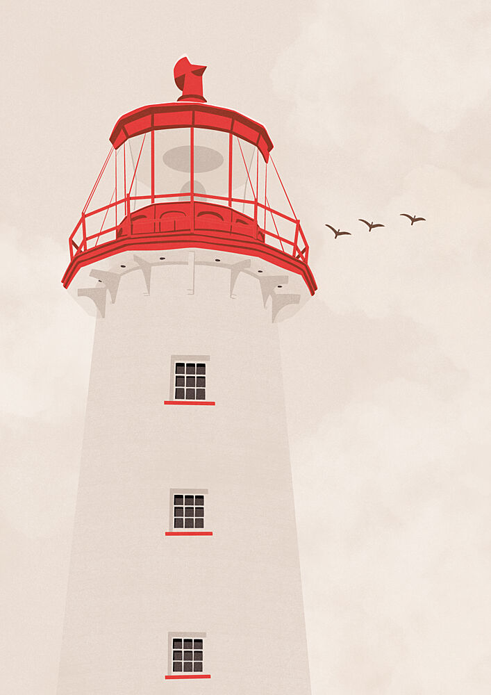 Coastal Red Lighthouse art print by Lisa Solomoniuk for $57.95 CAD
