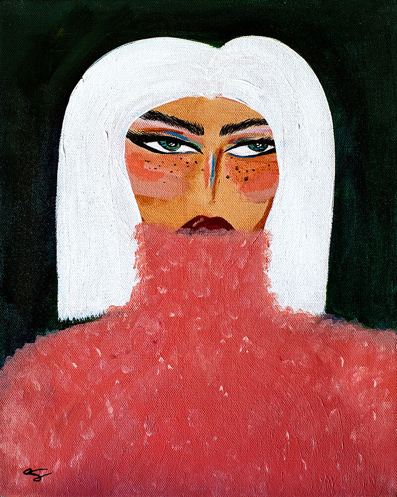 Woman in Pink Turtleneck art print by Amy Straley for $57.95 CAD