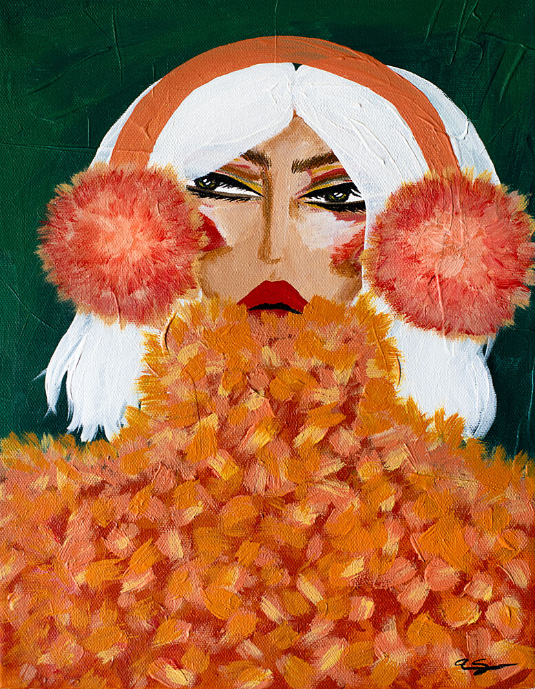 Glamorous Orange Earmuffs art print by Amy Straley for $57.95 CAD